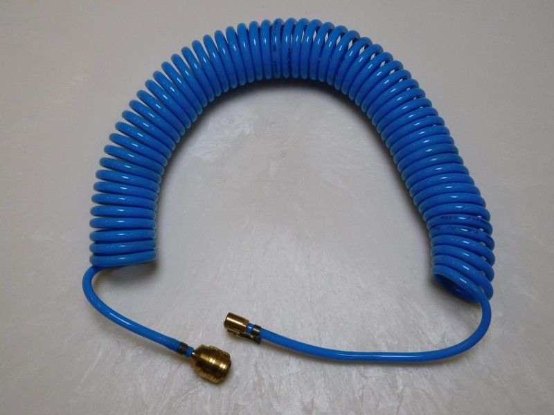 HA69 – hadice spirálová modrá + rychlospojka samice